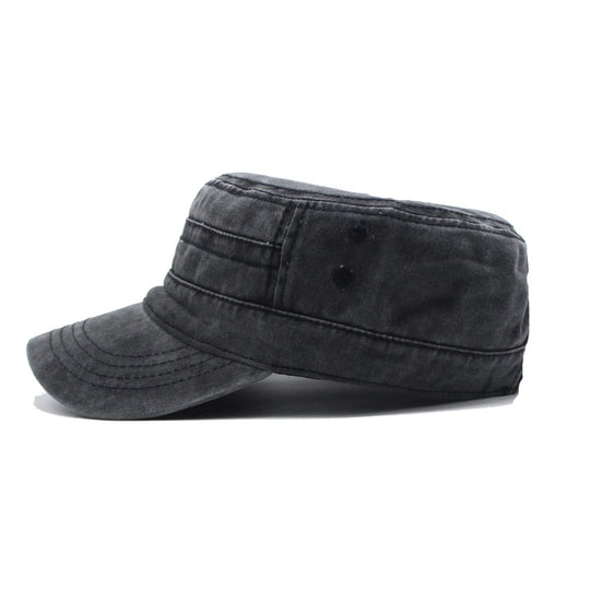 Men Thicker Denim  Flat Top Hat Solid Caps for  Male