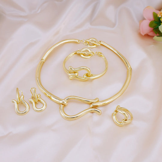 Necklace Earrings Sets For Women Gold Color