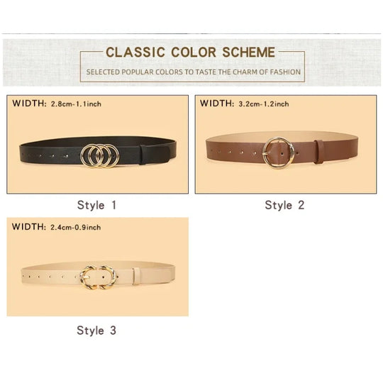 3pc Women's Minimalist and Stylish Versatile Belts