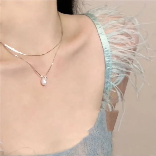 Wear Double Layer Pearl Necklace Light