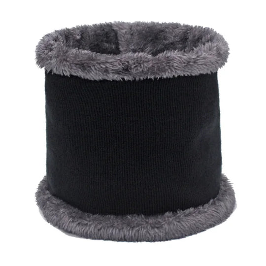 Men Winter Knitted Hat Cap Scarf Fur Mask