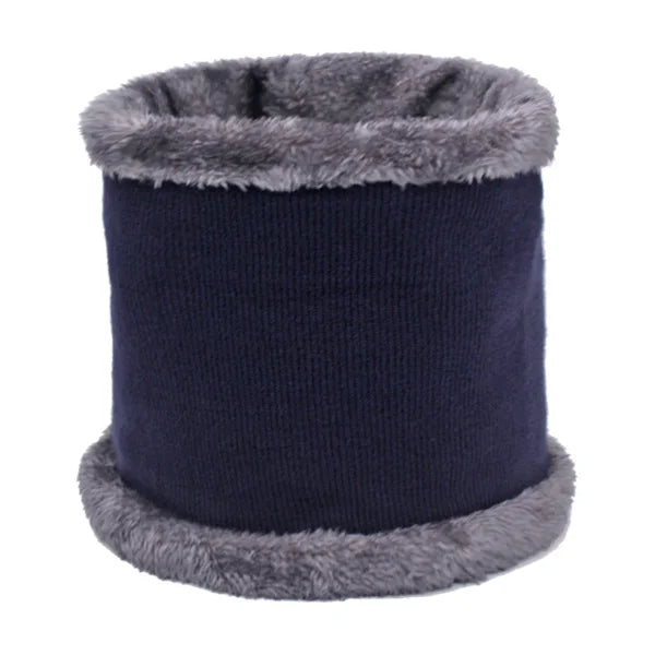 Men Winter Knitted Hat Cap Scarf Fur Mask