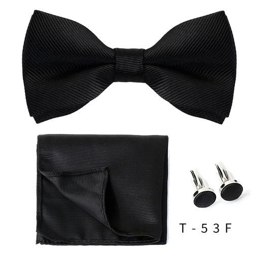 Bowtie Set 3pcs Solid Color Bow Tie For Men