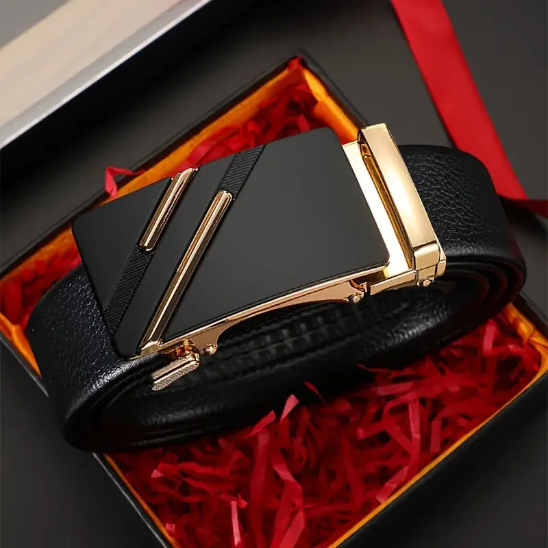 Men Leather Belt Metal Alloy Automatic Buckle Brand Luxury