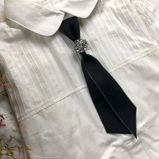 Korean Retro British Bowtie, Elegant Collar Necktie for Women's Formal Dress