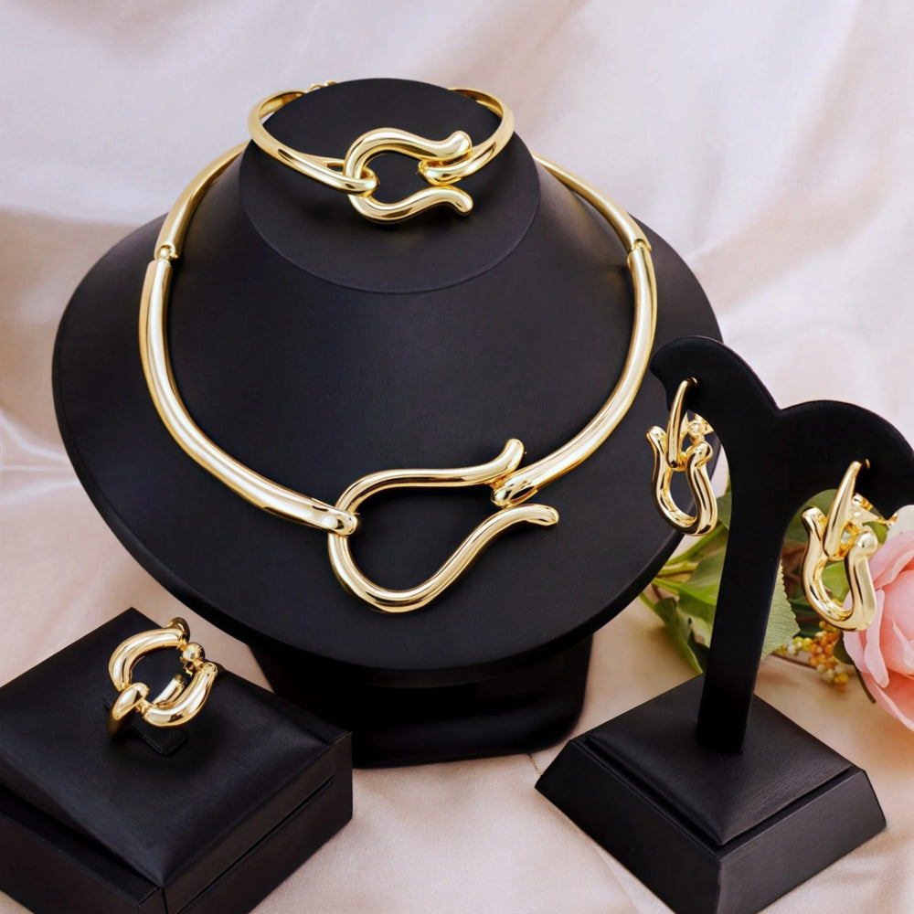 Necklace Earrings Sets For Women Gold Color