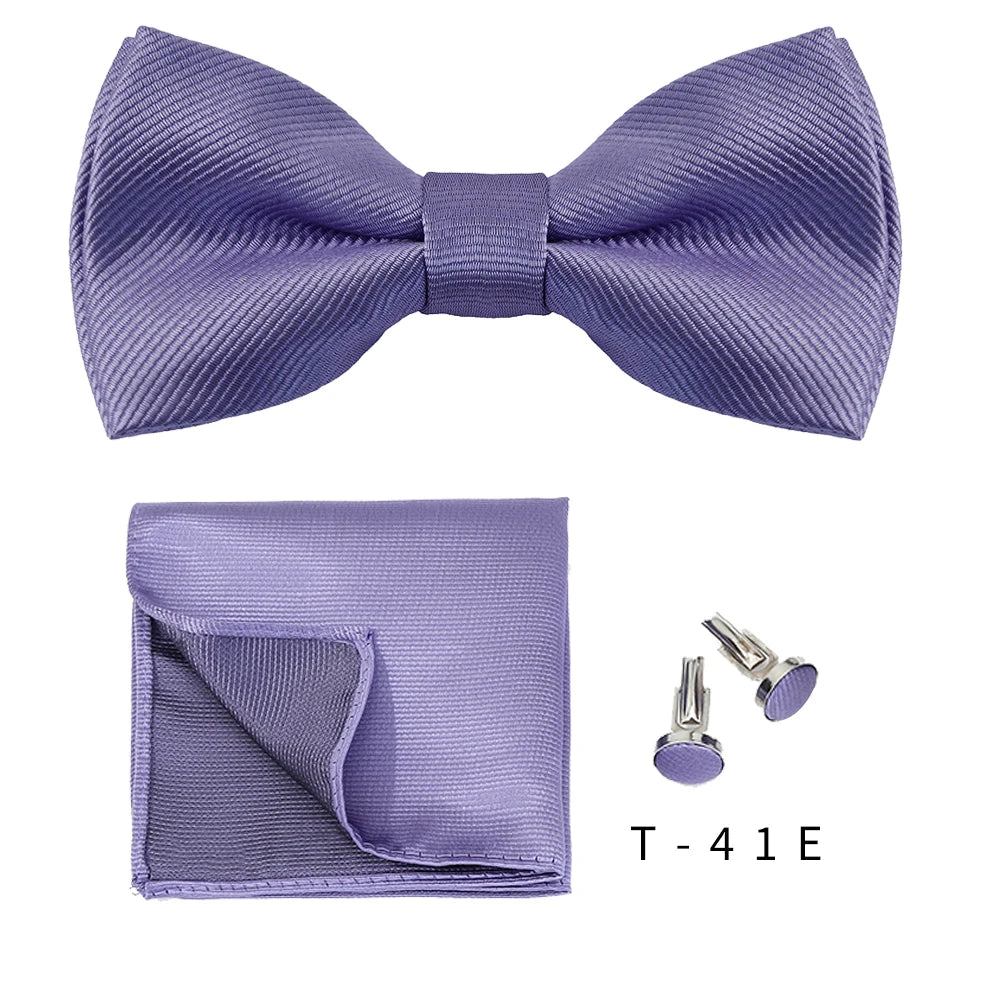 Bowtie Set 3pcs Solid Color Bow Tie For Men