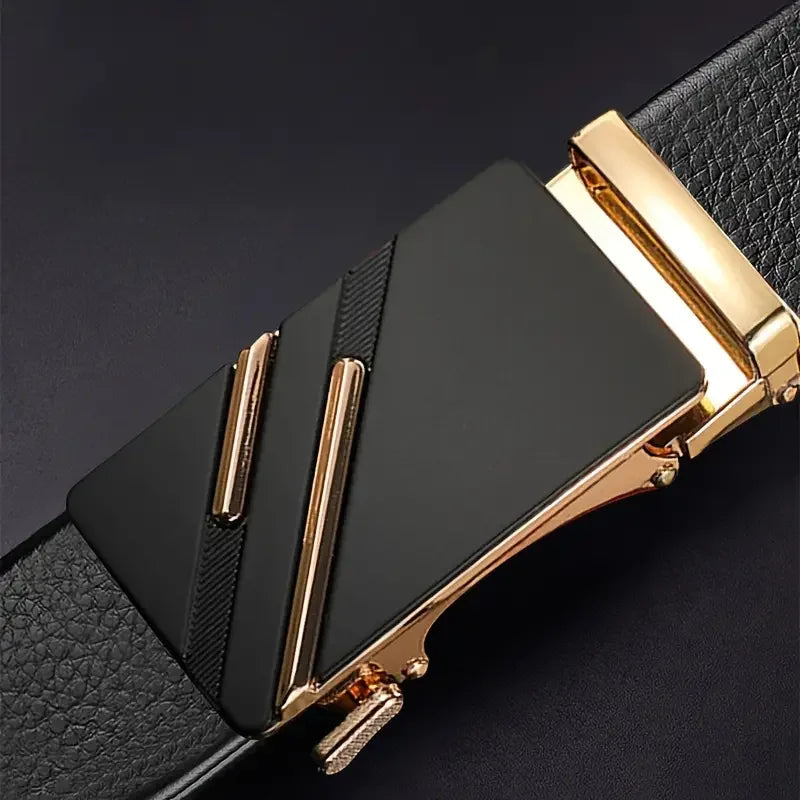 Men Leather Belt Metal Alloy Automatic Buckle Brand Luxury