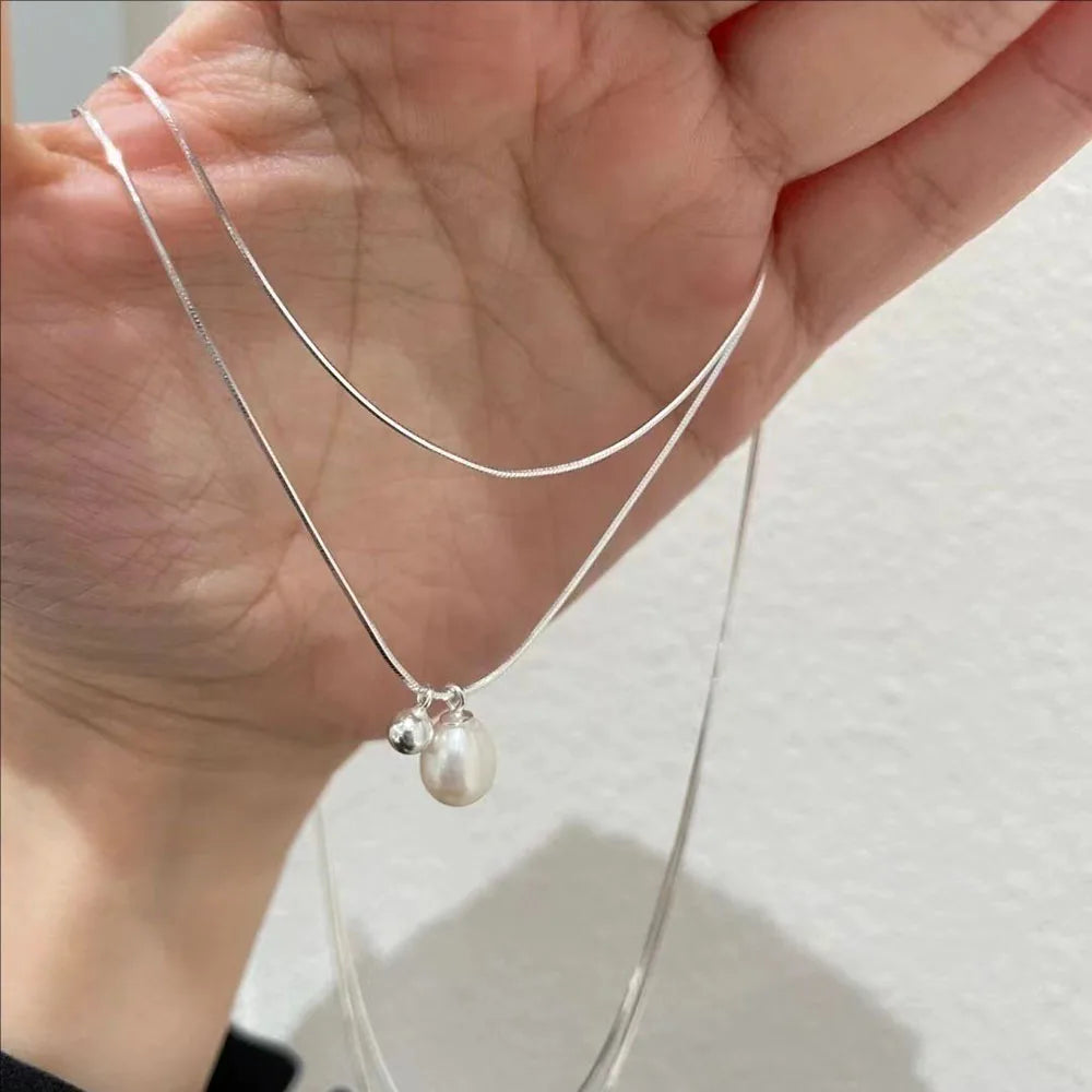 Wear Double Layer Pearl Necklace Light