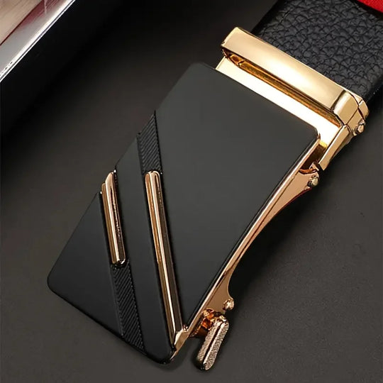 Men Leather Belt Metal Alloy Automatic Buckle Brand Luxury